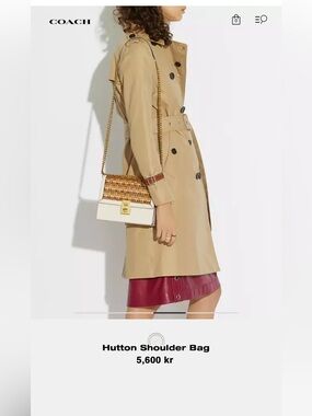 Coach Hutton Shoulder Bag in Cream and Gold Woven Top